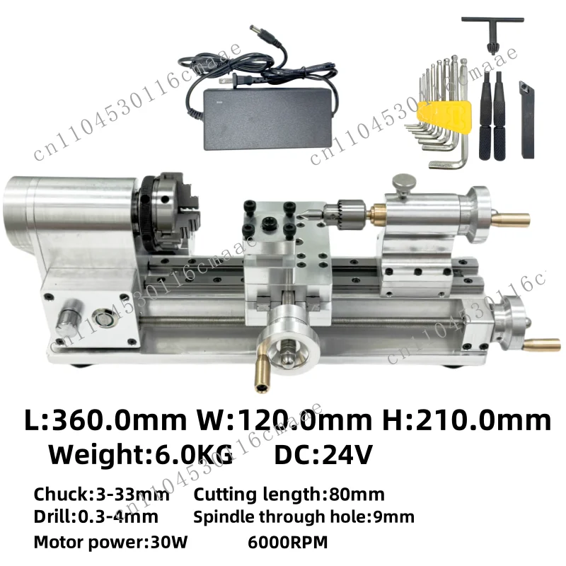 Mini Torno DIY para Metal e Madeira, Ferramenta de Mesa AC220V DC24V, Torno Manual, Máquina de Torno Mini