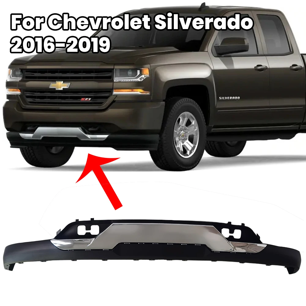 Front Bumper Skid Plate Trim for Chevrolet Silverado 2016 2017 2018 2019 Chrome ABS Replacement Molding Strip cars accessories