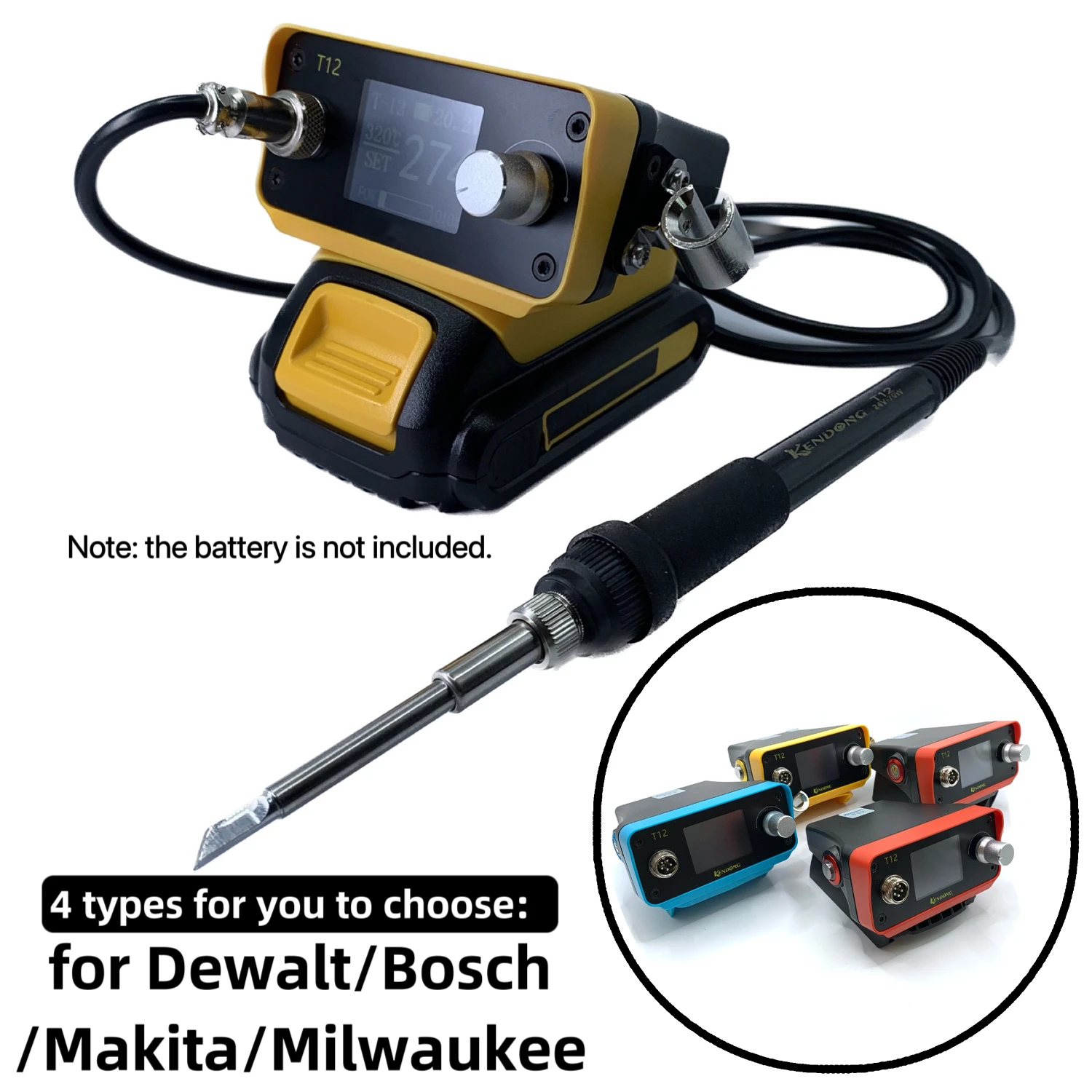 70W T12 Cordless Soldering Station Solder Iron for Dewalt/Makita/Milwaukee/Bosch Battery 20V Max Li-ion Battery for DIY Repair