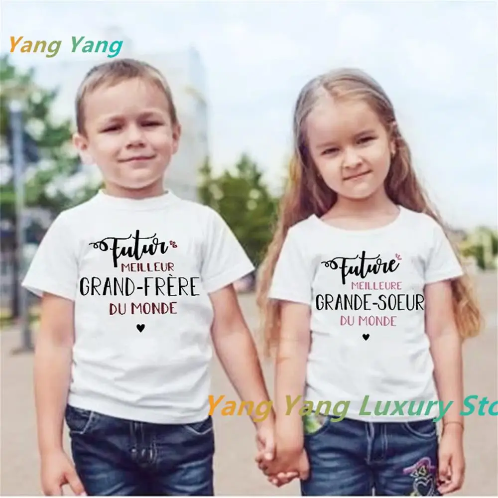 Future Big Brother/sister In The World Kids T-shirt Announcement Pregnancy Child Cotton T Shirt Summer Men Women Shirt Top