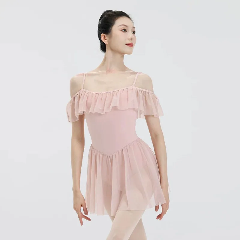 Ballet Leotards for Women Flutter Lotus Leaf Sleeves Dance Camisole Gymnastic Leotard Adult New Design Daily Ballet Bodysuit