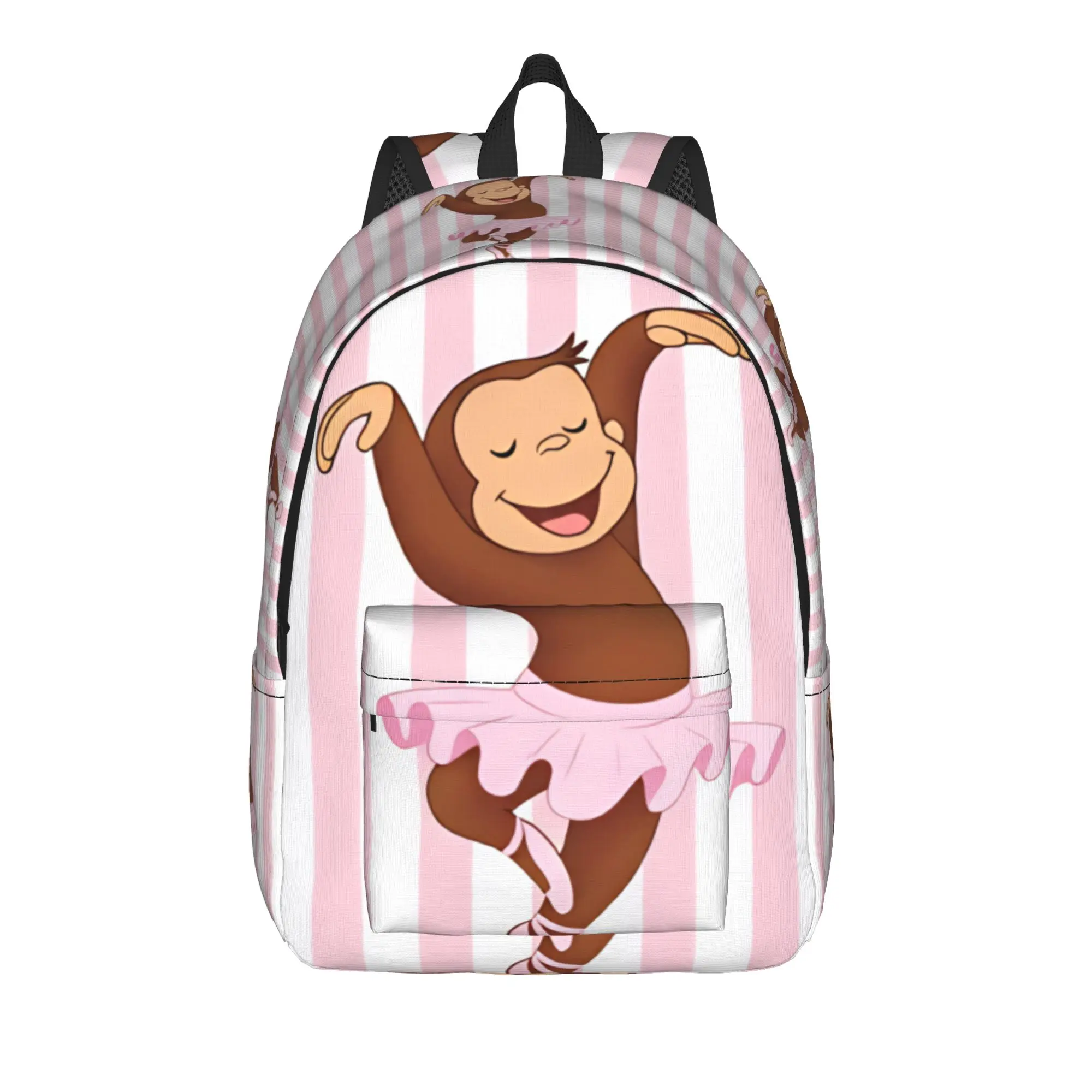 Curious George African Monkey  Backpack Youth  Breathable Backpacks Polyester Cute High School Bags Workout Colorful Rucksack