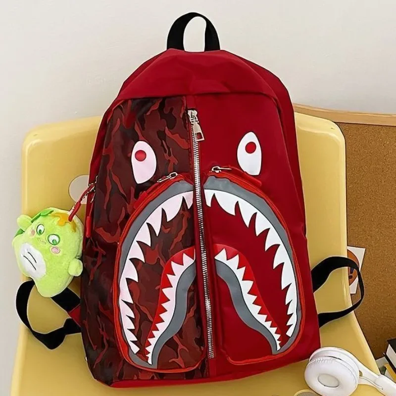 

Вместительный рюкзак для мужчин и женщин, двойная прозрачная сумка на плечо 46 см с акулой, Модный повседневный дорожный ранец