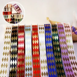 2.5cm×25yards 다이아몬드 핫 스탬핑 리본 새틴 리본 수제 DIY 장식 선물 상자 리본 휴일 리본 도매