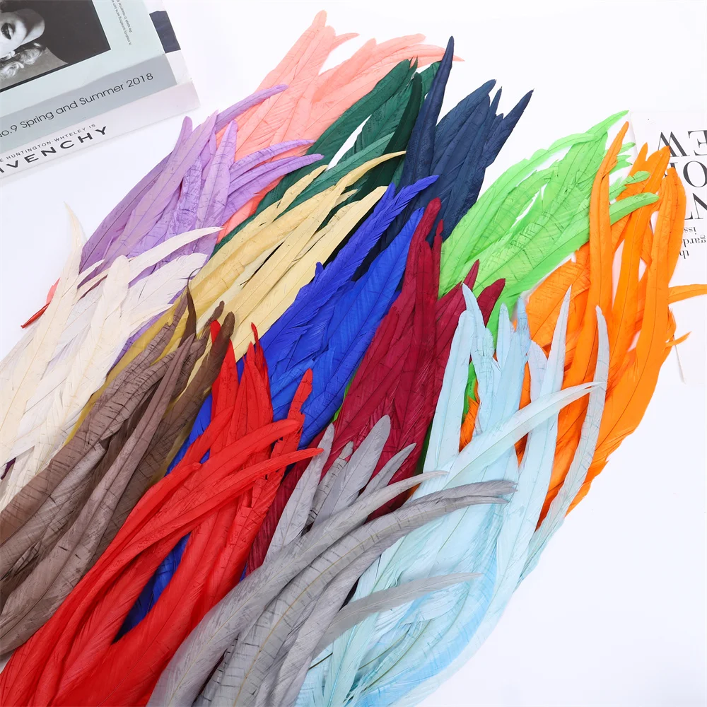 

100-1000pcs 40-45cm Colored Rooster Tail Feathers Carnival Accessories Wedding Party Decoration Long Plume DIY Table Centerpiece