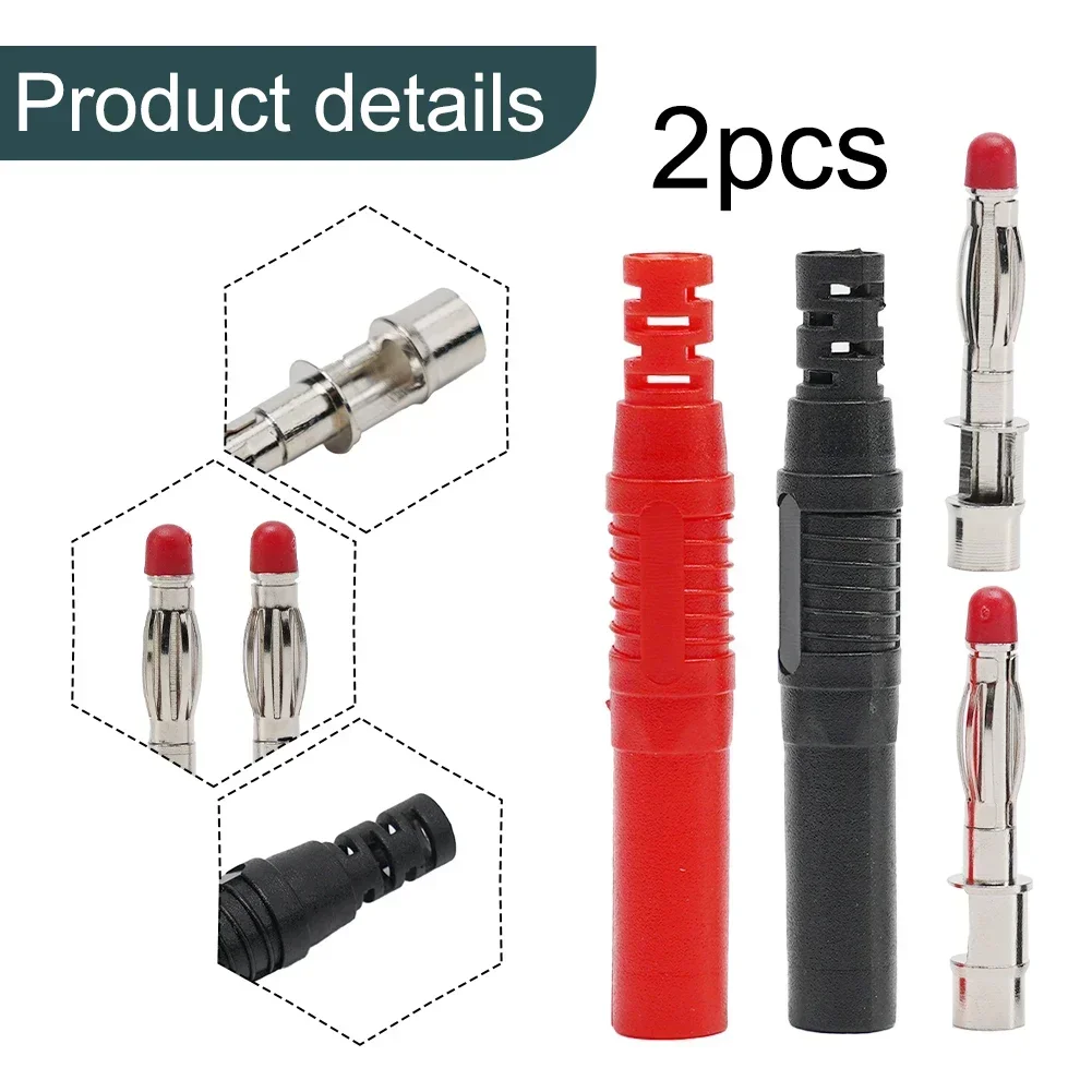 2pcs Insulated Safety 4mm Male Banana Plug DIY Connectors Instrument Test Plug 4mm Straight Wire Solder DIY Connector For Weldin