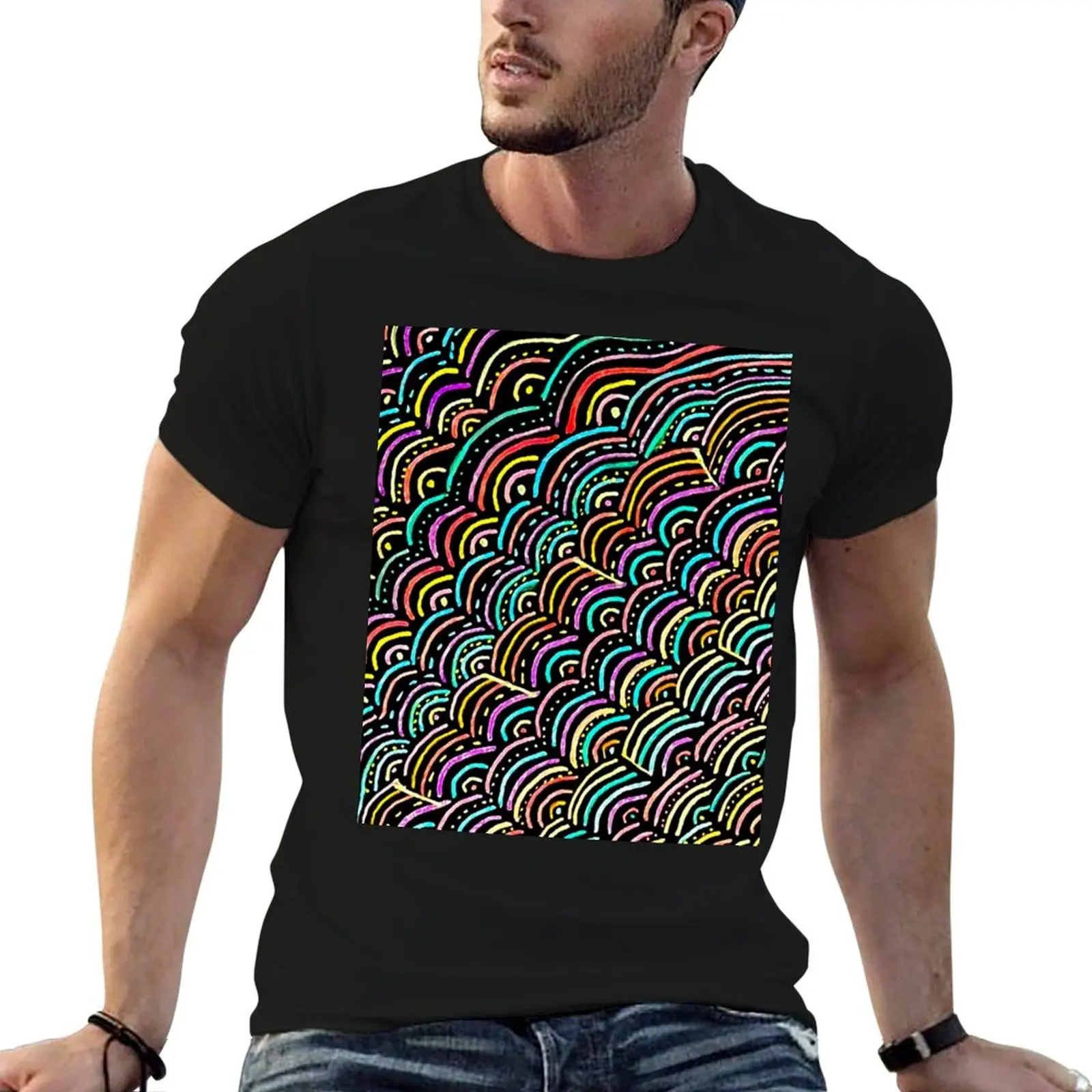 Rainbow Woven Explosion Pattern T-Shirt rapper graphic tees new edition aesthetic clothes shirts men graphic