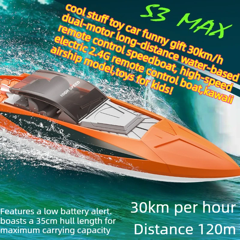 Cool Stuff Rc Boats Funny Gift-30km/h High-speed Dual-motor Rc Speedboat,Long-distance Remote Control Boat,Kawaii Toys for Kids
