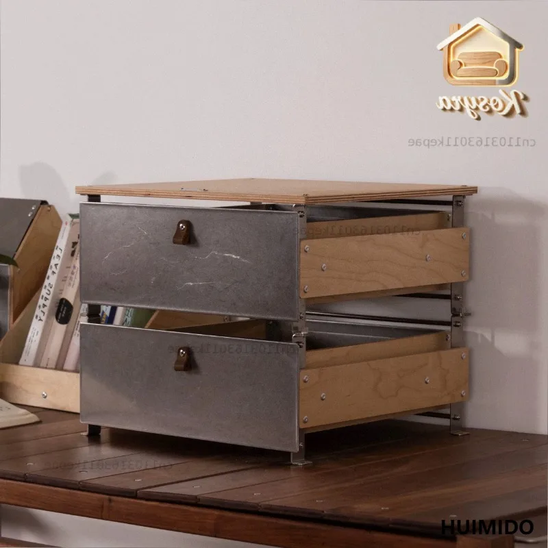 Xiyi desktop drawer, bedside table wood metal design minimalist home commercial, making auspicious home furnishing