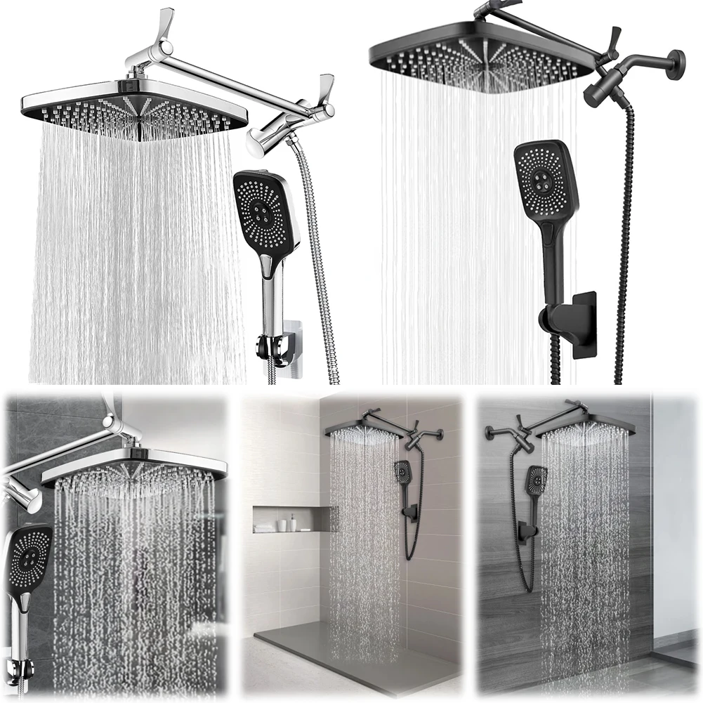 

12 Inch High Pressure Top Spray Rain Shower Head Bathroom Shower Faucet Set Rain Shower Mixer Wall-Mount Shower Set