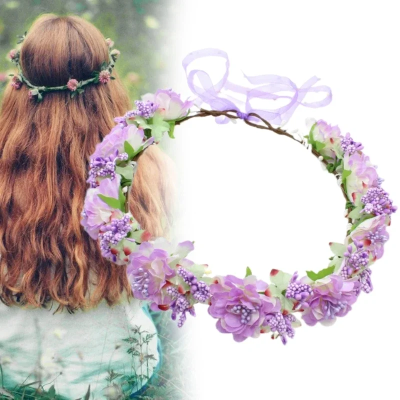 

Flower Wreath Headbands Flower Bride Hairband Fashionable Hair Accessories for Holiday Festivals and Parties