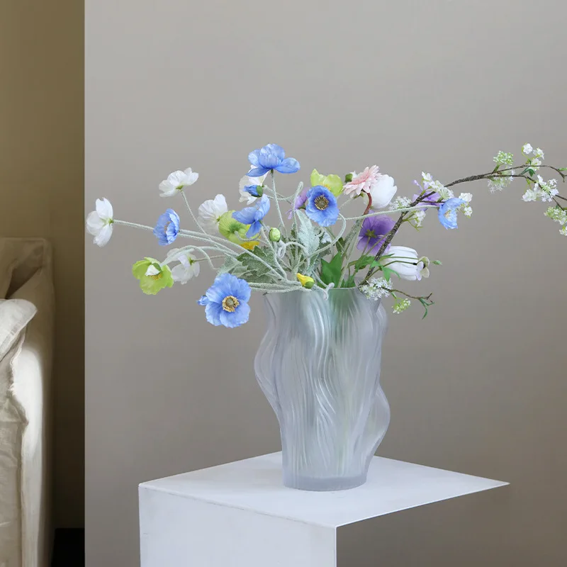 Vase in Ancient Style Light Luxury High-level Sense Irregular Transparent Glass Vase Ornaments Living Room Desktop Decoration