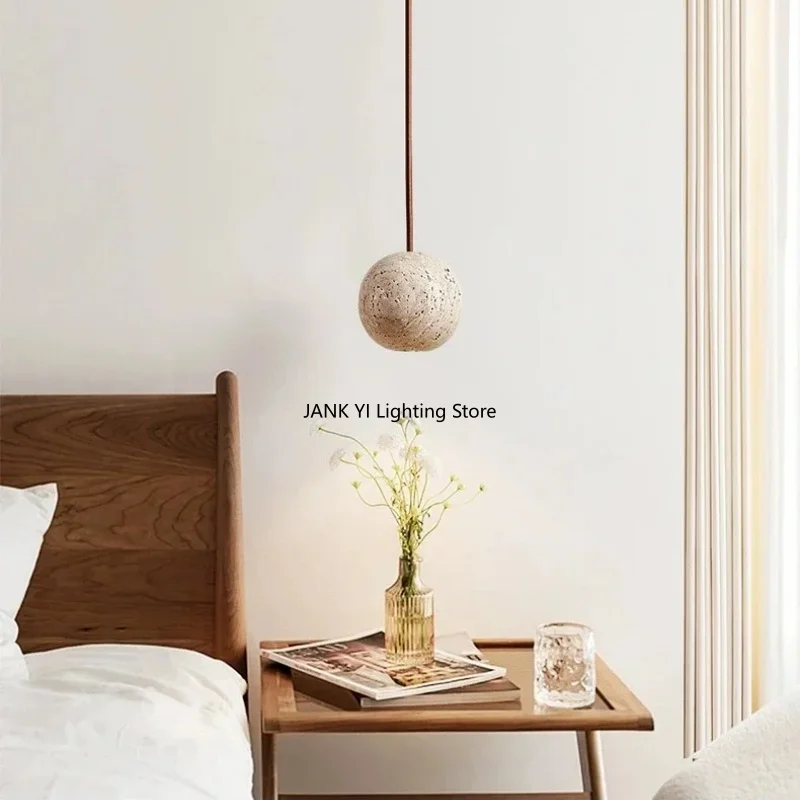 

Vintage Restaurant Lamp Bedroom Pendant Light Cream Style Bar Desk Lamp Yellow Cave Stone Pendant Light Bedside Decoration