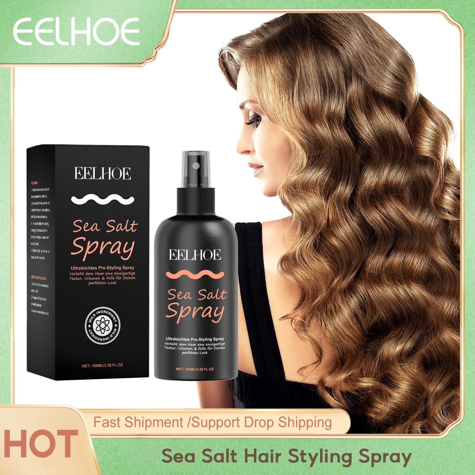

Eelhoe Sea Salt Hair Styling Spray Strong Hold Prevents Frizz Keep Fixed Non-greasy Reduce Fluffy Woman Men Hair Setting Sprays