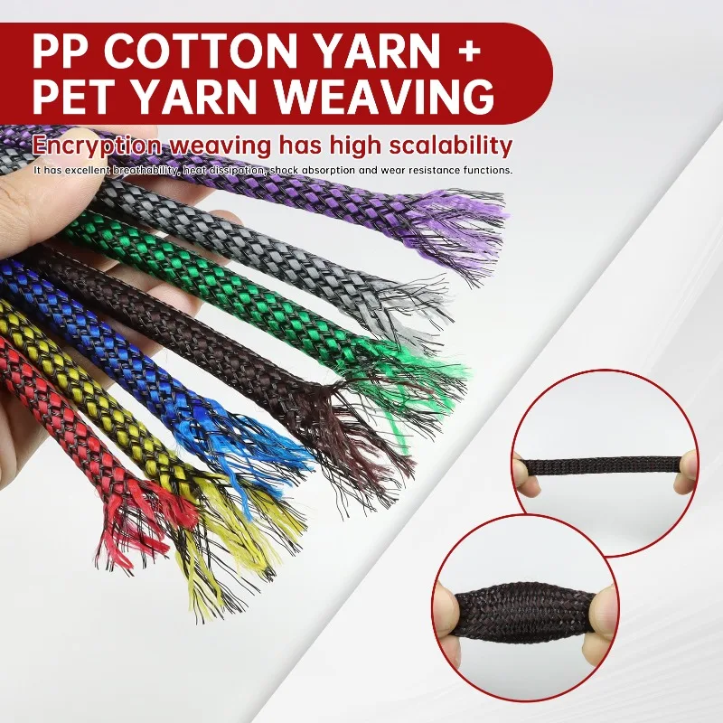 4 8 12mm Expandable Braided Cable Sleeve PP Cotton+PET Yarn Wire Protecting Insulation Sheathing Cable Protective Sleeve