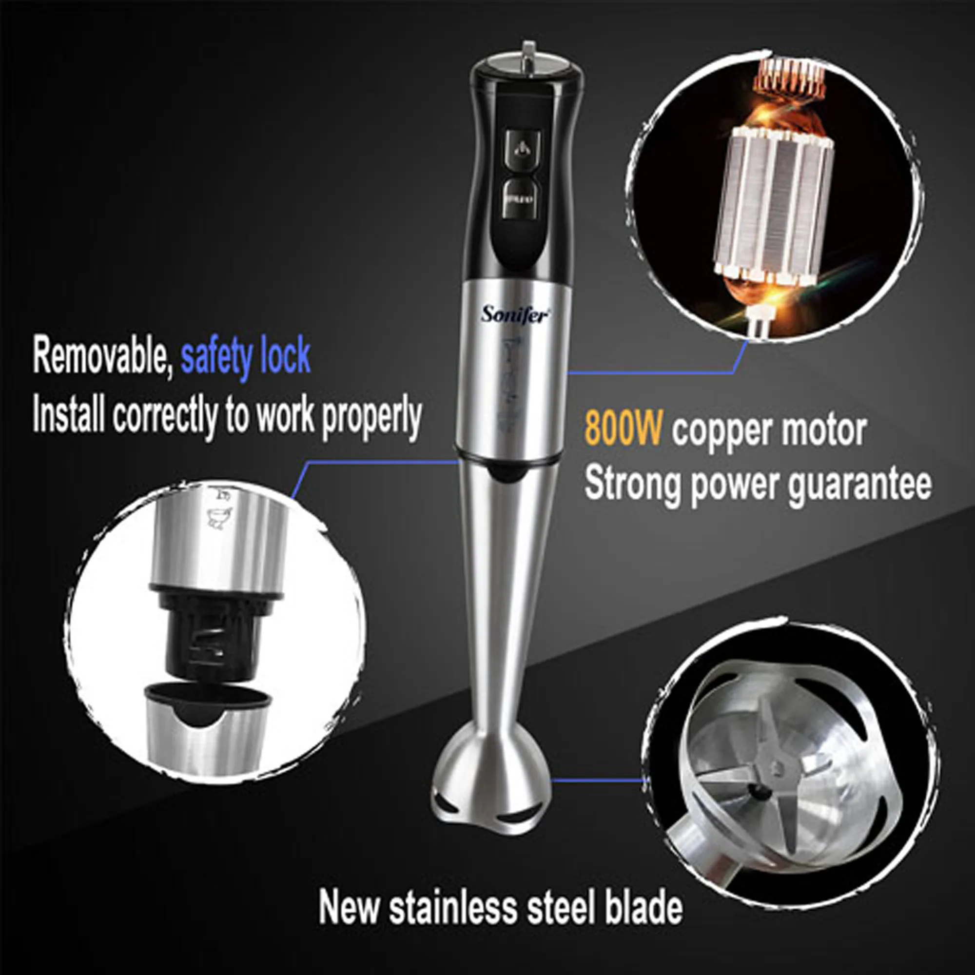 10 in 1 Multi Blender Stainless Steel  Food Processor Vegetable Cutter Meat Grinder Chopper Whisk 800W Food Mixer Juicer Sonifer