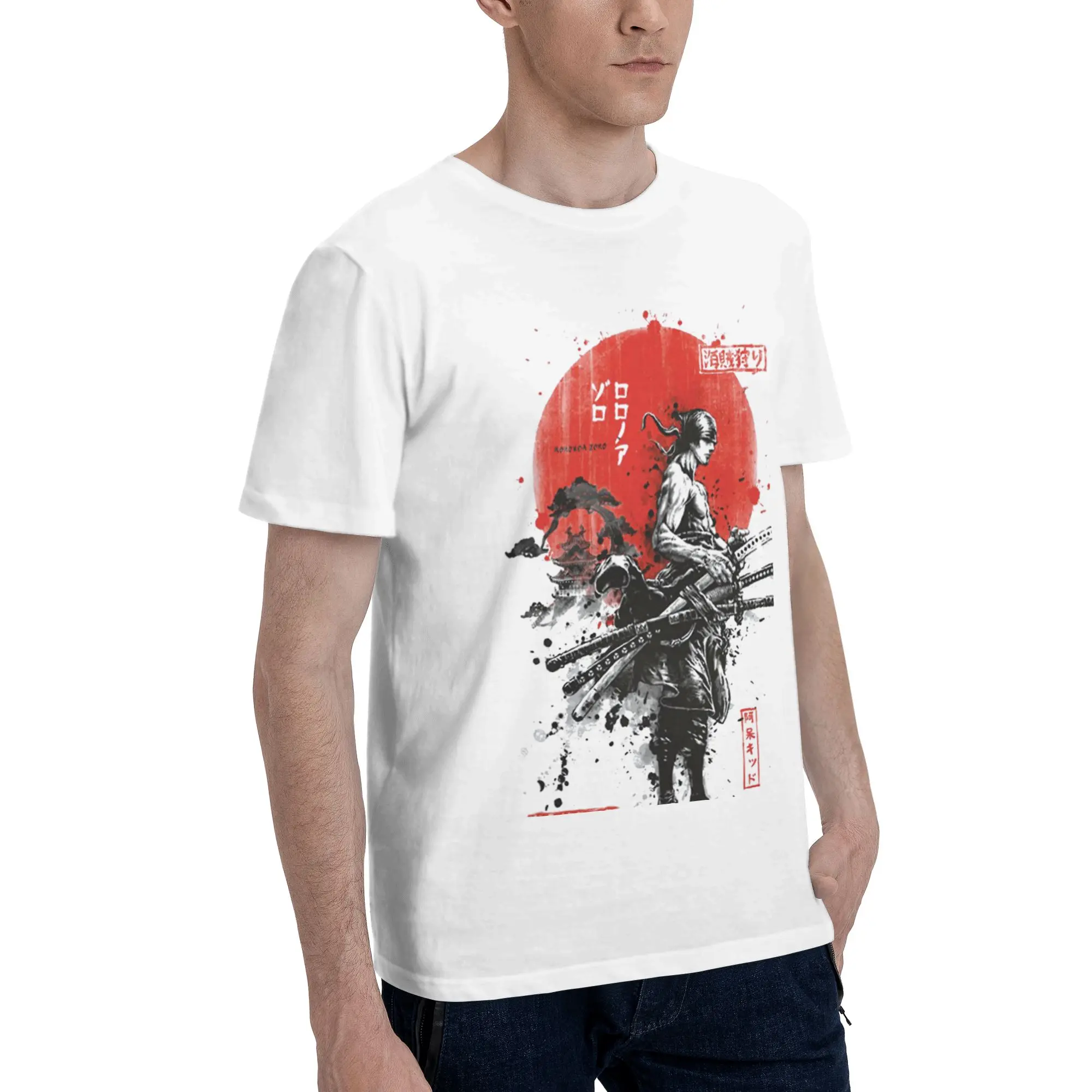 Roronoa Zoro  Men's T Shirts One Piece Awesome Tees Short Sleeve Round Collar 100% Cotton Unique Clothing T-Shirt