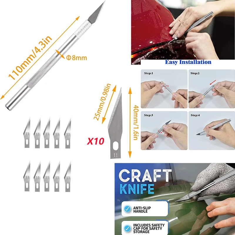 16pcs/set Car Wrapping Tools Kit Vinyl Scraper Cutter Film Squeegee Vinyl Spatulas Plastic Wrap Tools Window Tinting Tools