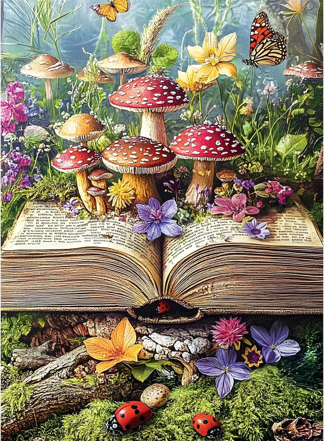 

Mushroom Book Fantasy Jigsaw Puzzle 120-1500 Pieces Fairytale Forest Puzzle Gift for Nature Lovers Calming Stress Relief Toy