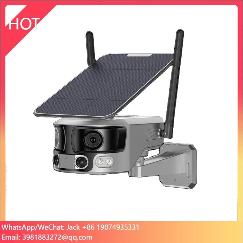 180 graden menselijke detectie 4K IP Cam Outdoor Dual Lens Wifi Zonne-energie 18000 mah Batterij Schijnwerper Nachtzicht Fisheye Camera