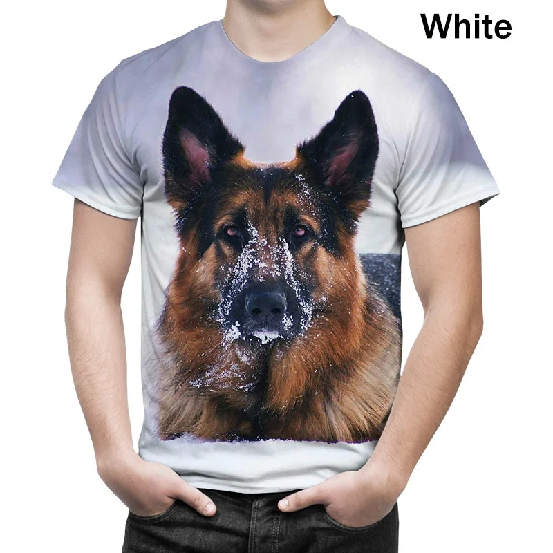 2022 Cool Fashion Summer 3D Printed Tops Men \'s Personality T Shirt German Shepherd Loyal Dog Short Sleeve T-Shirts for Men