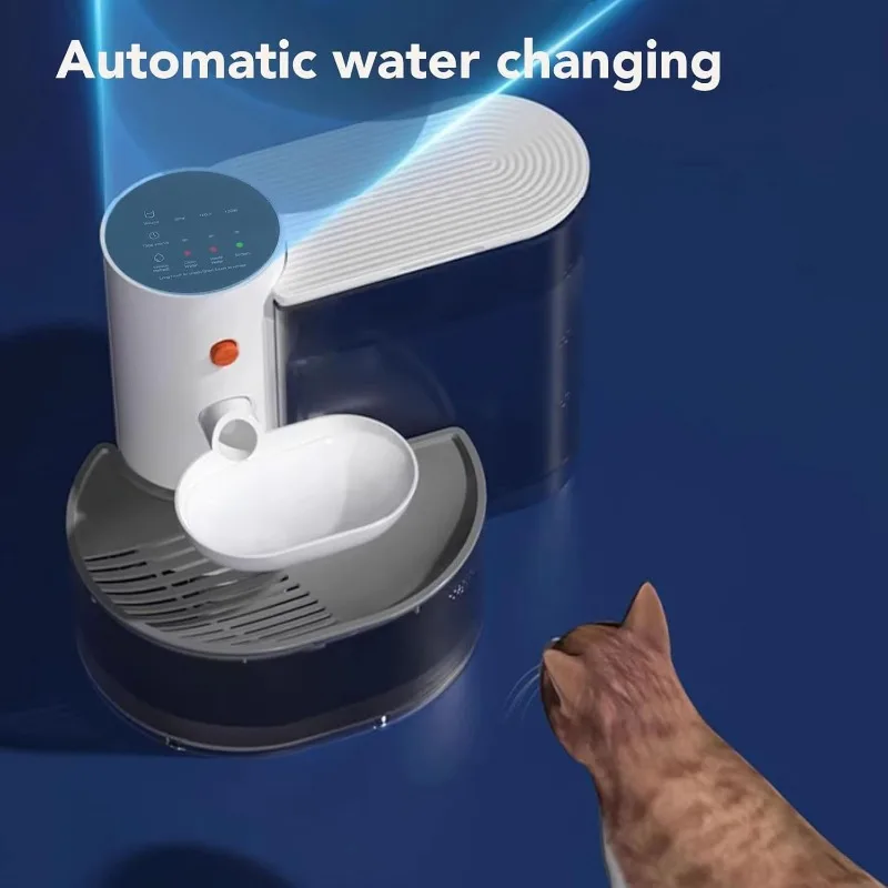 Automatic Pet Water Fountain - Fresh Water Dispenser with Separate Clean & Waste Tanks No Filter Required