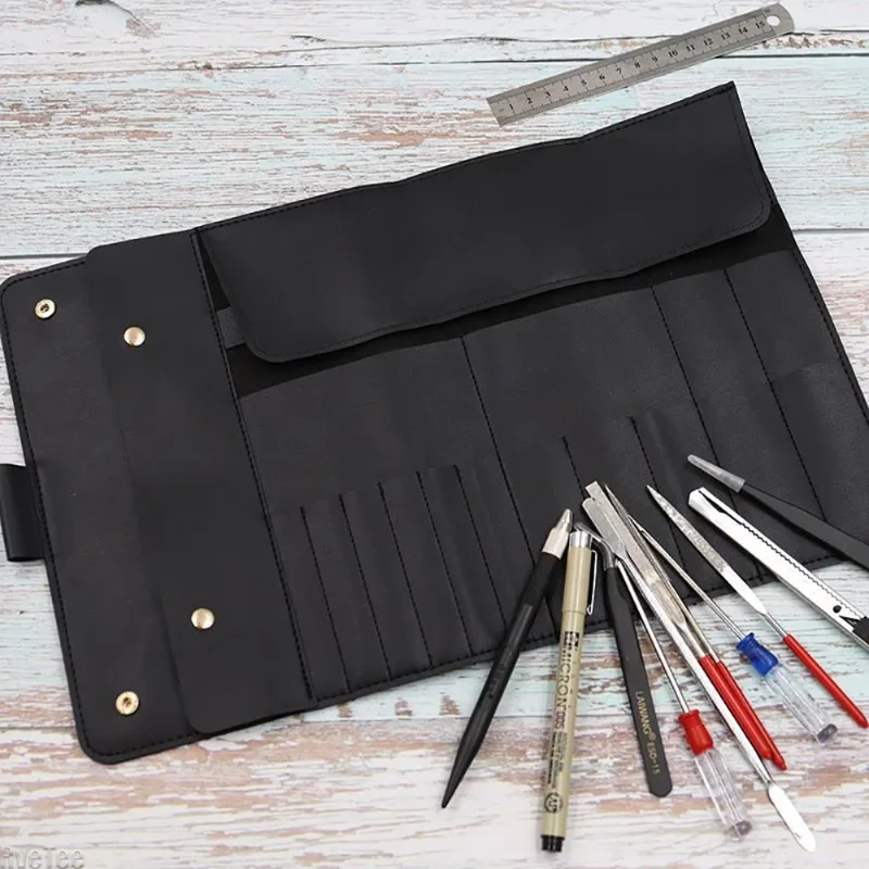 Organizer for Travel Makeup Brush Bag Electrician Tools Pen PU Leather Repair Tool Roll Bag Waterproof Foldable Tool