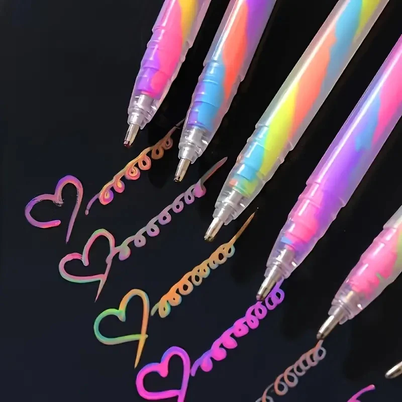 

Metallic Glitter Rainbow Gradient Pen Set, Includes 6 Pens + 12 Pen Refills, Suitable for Painting and Doodling Watercolor Pens, Fine Tip Pens Suitable for DIY Photo Albums, Black Cards, Collages, Crafts, Ceramics, Stones, Glass, Birthday Gifts, Christmas