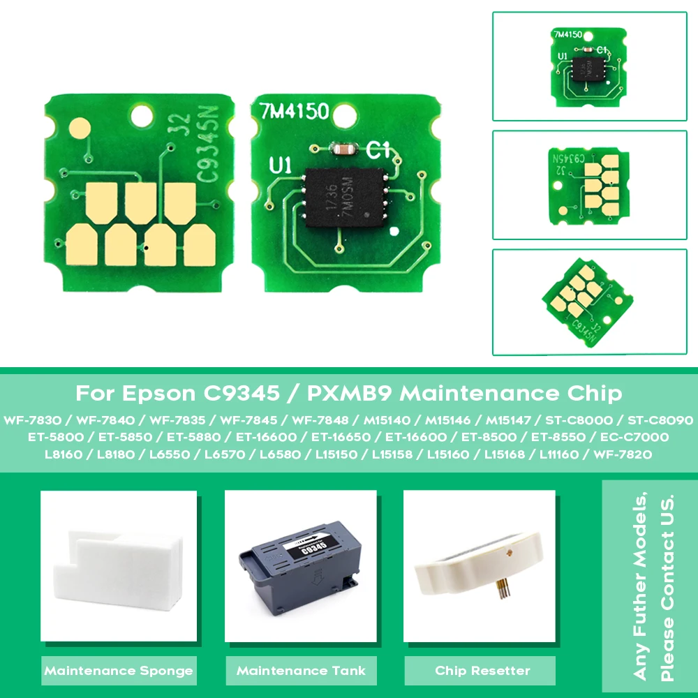 50Pcs Ink Maintenance Box Chip C9345 For Epson L15150 L15160 ET-5850 L6570 6550 L8168 8188 8160 L8180 L15180 M166600 M15180 5880