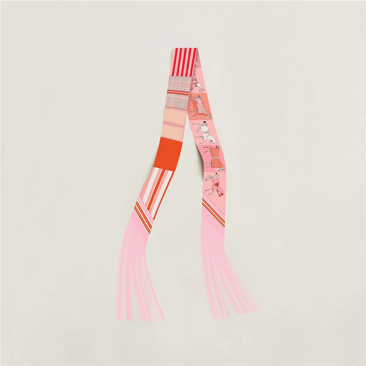Quastenschal im Modedesign, Marken-Seidenschal für Damen, Haarband, Foulard, Schmaler Taschenschal, Halstuch, Handtaschen-Dekoration
