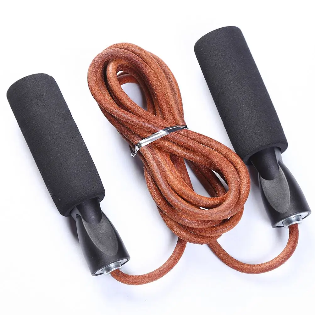 Professional Cowhide Jump Rope Fitness Boxer Training Skipping Rope Weightloss Workout Excercise Boxing MMA Jumprope