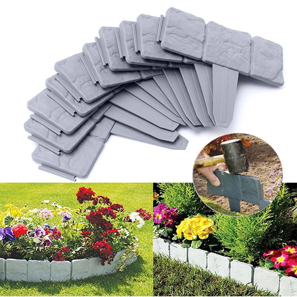 ขอบพลาสติกสีเทาสำหรับจัดสวน 5 - Bonsai Garden Landscape Design บทวิจารณ์และราคา