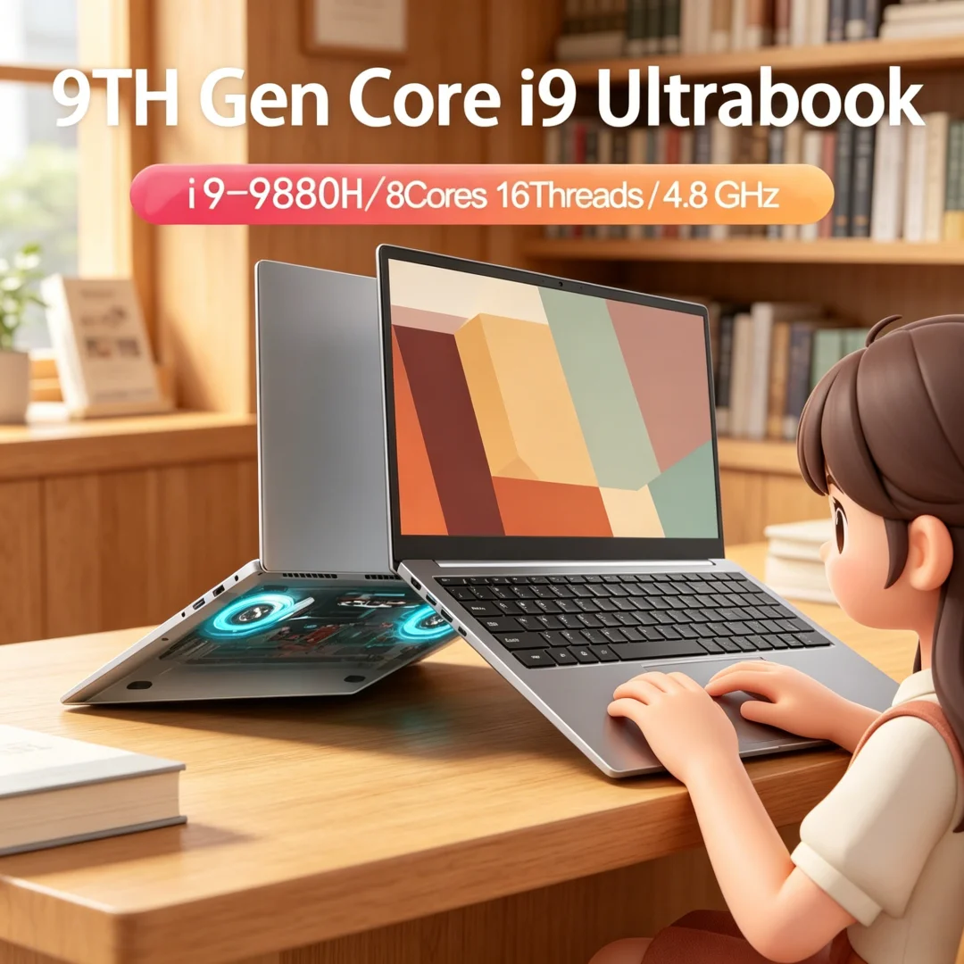 High-Speed 15.6 Inch Laptop Intel Core I9-12900H/i9-10885H Windows 11 Pro 2DDR4 2M.2 SSD Ultrabook Computer Fingerprint Unlock W