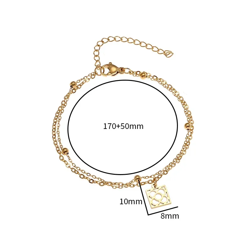 New Double-Layer Thin Chain Round Geometric Flower Bracelet for Women's Daily Personality Party Casual and Comfortable Jewelry image 5