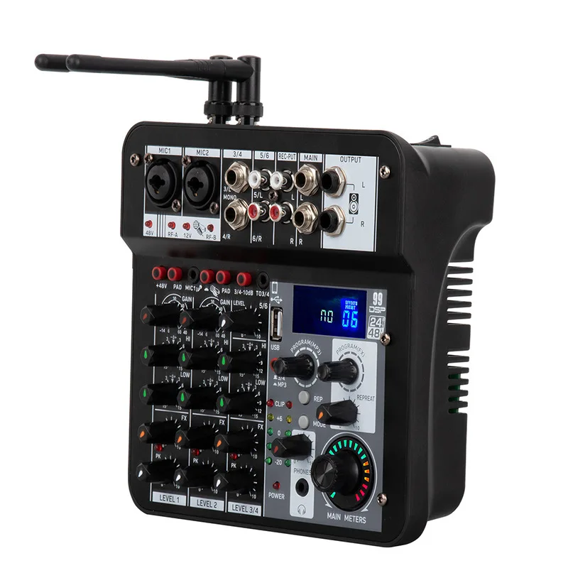 DJ Audio Mixer Console com microfone sem fio, desempenho de gravação do YouTube, palestra, ML-4U, 10 horas, USB