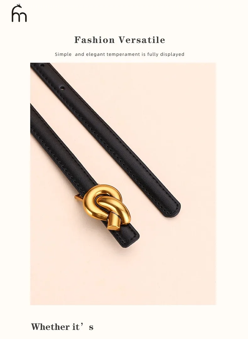 Echtleder-Knotengürtel für Damen, modischer Gürtel mit Schnalle, Kleider- und Jeansgürtel – Detail 11