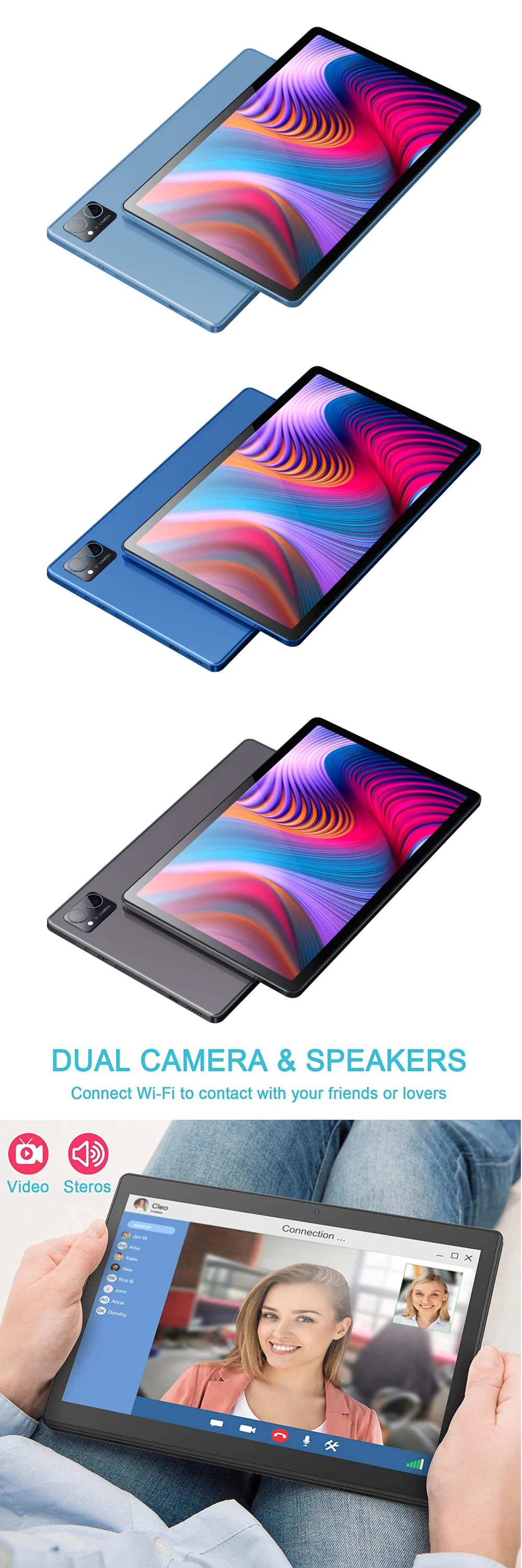 Original BDF Tablet-PC 10,1 Zoll 8GB RAM 256GB ROM Android 13 Octa-Core 3G 4G LTE 5G Internet WLAN Globale Version – Detail 15