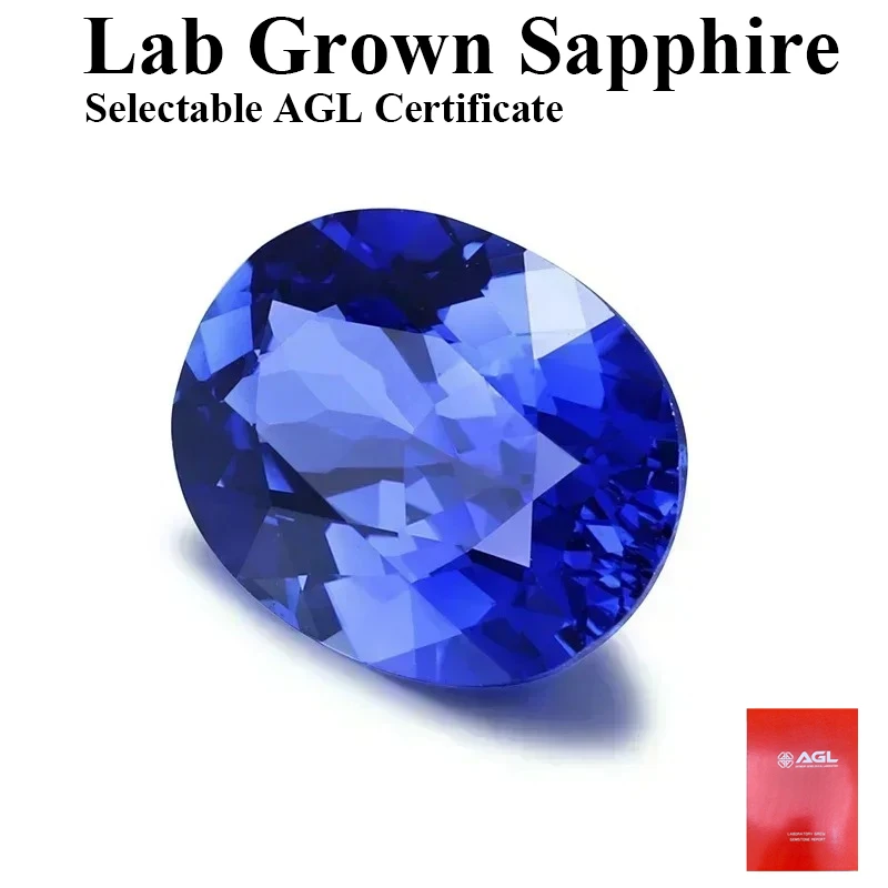 

Wholesale Royal Blue Color Oval Shape Lab Grown Sapphire Charm Gemstones for Diy Jewelry Making Materials Selectable AGL Certif