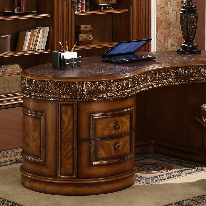 European-style all-solid wood desk luxury carved computer desk office boss supervisor conference table large desk customization