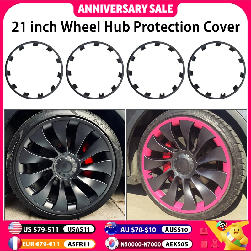 

For Tesla Model Y 21 Inch Rim Wheel Hub Protection Patch Protectors ABS Wheel Guard Covers Accessories Auto Exterior 2018-2024