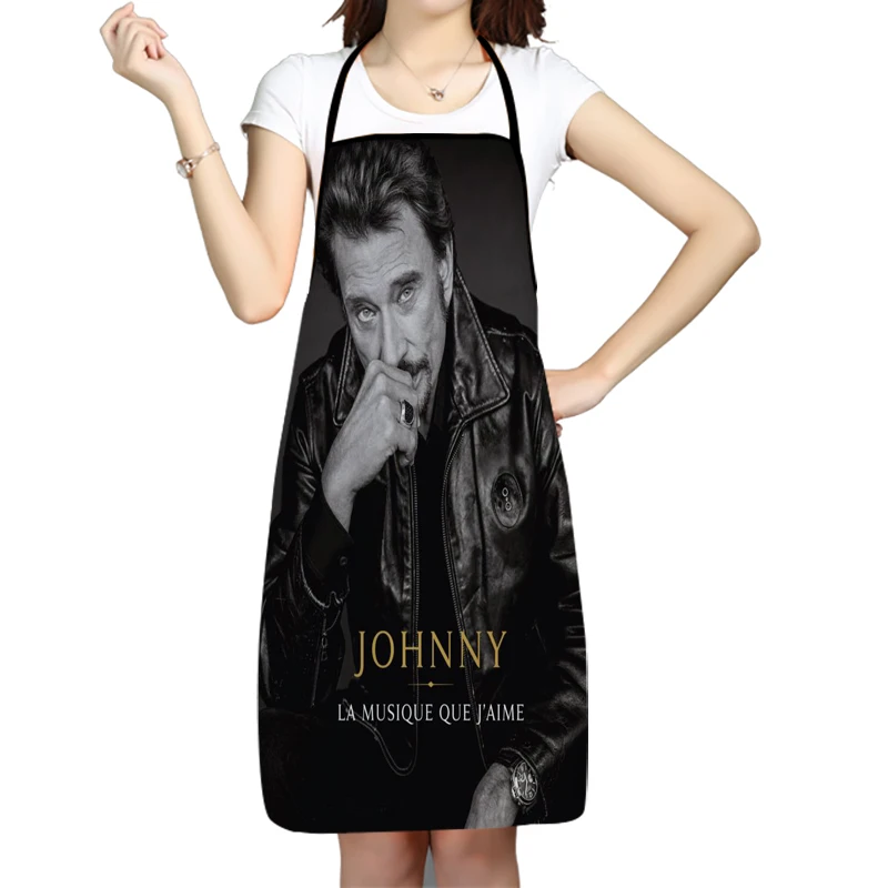 Johnny Hallyday Kitchen Cooking Baking Aprons Home Cleaning 68*95cm Oxford Fabric For Women Man Home Delantal Cocina 0506