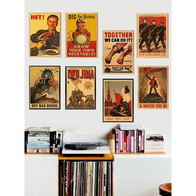Decoración de Pared con Estilo Vintage: El Poster de Propaganda Soviética SS en Papel Kraft para Hogar y Dormitorio