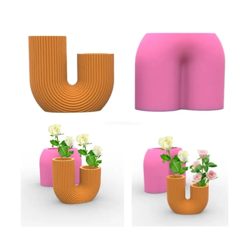 U-shaped Flower Pot Silicone Mold DIY Epoxy Resin Mould Gypsum Concrete Mould Dropship