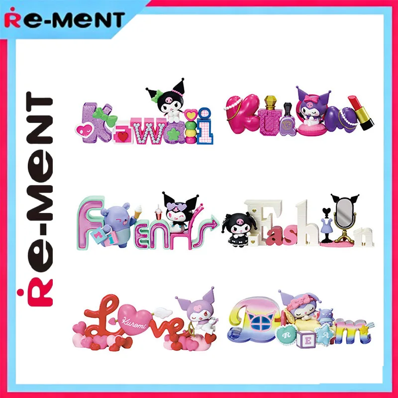

Оригинальная коллекция Rement Kawaii Sanrio Kuromi Words Collection: мини-диорамы REMENT, фигурки в слепых коробках, коллекция с милыми дизайнерскими словами