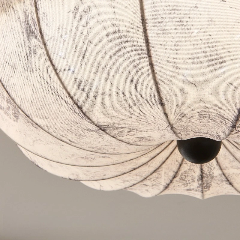 اليابانية وابي سابي استدارة الأبيض الطباعة النسيج أضواء السقف غرفة المعيشة غرفة نوم مطعم المطبخ جو مصباح معلق #4