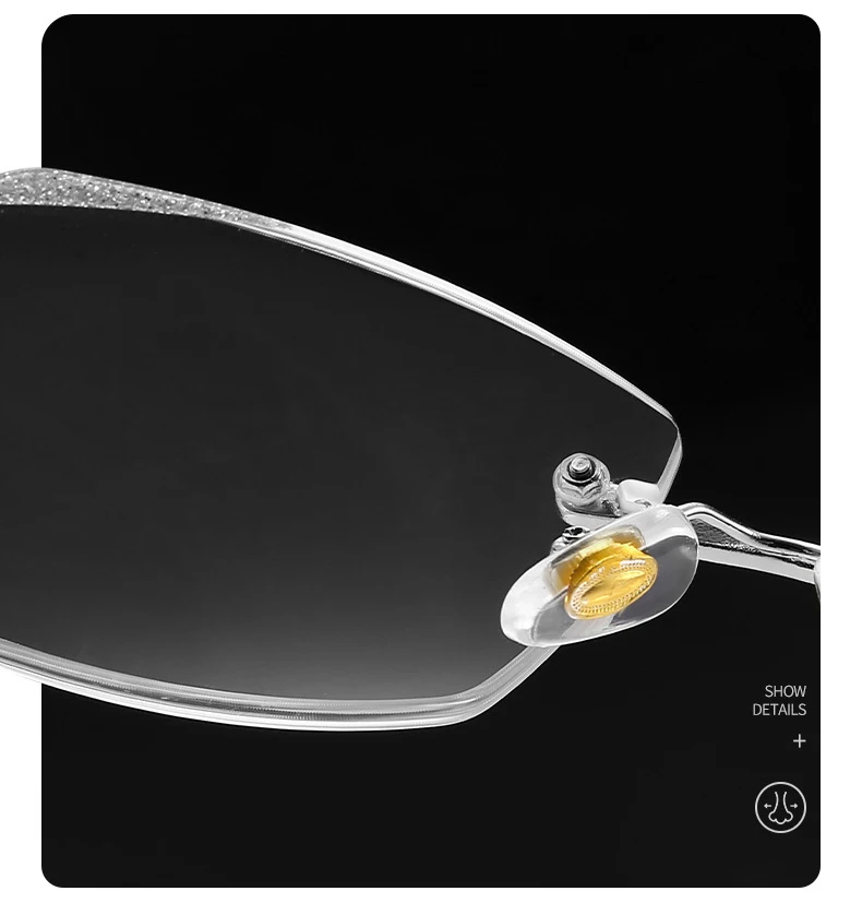 Neue Stil Feine Glitter Rahmenlose Rand-cut Lesebrille Anti-blau Licht Elegante Temperament frauen Lesebrille 189 – Detail 13