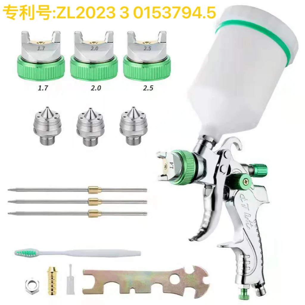 

Professional LVLP Spray Gun, Water Based Oil Paint, 1.4mm, 1.7mm, 2.0mm, 2.5mm Nozzle, Gravity Airbrush for Finish Painting