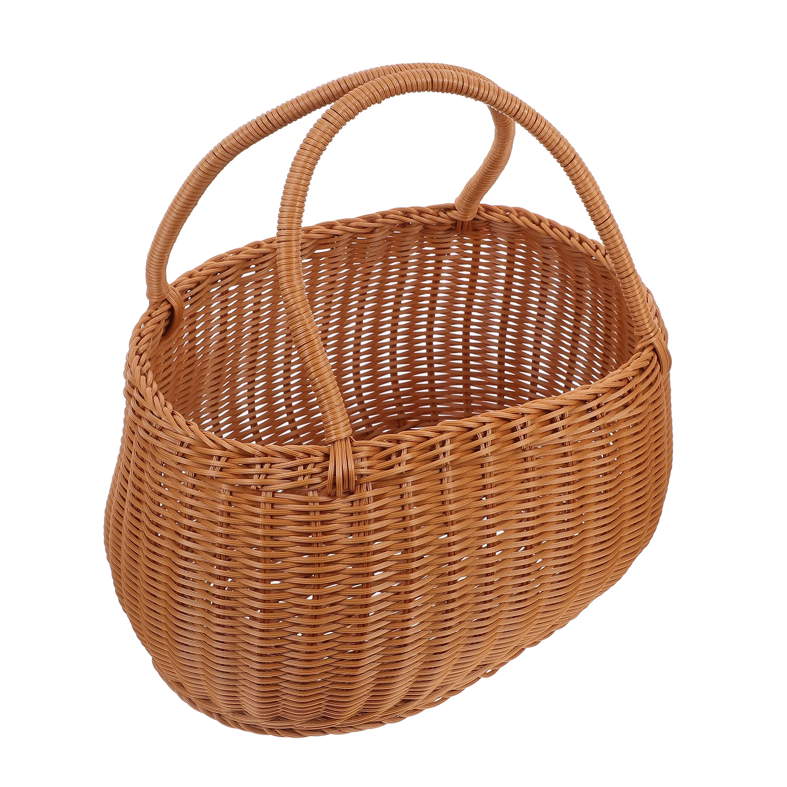 

Woven Basket Imitation Rattan Picnic Outdoor Tote Ample Storage Lightweight Portable Versatile Use Longlasting Safe Fruit Bread