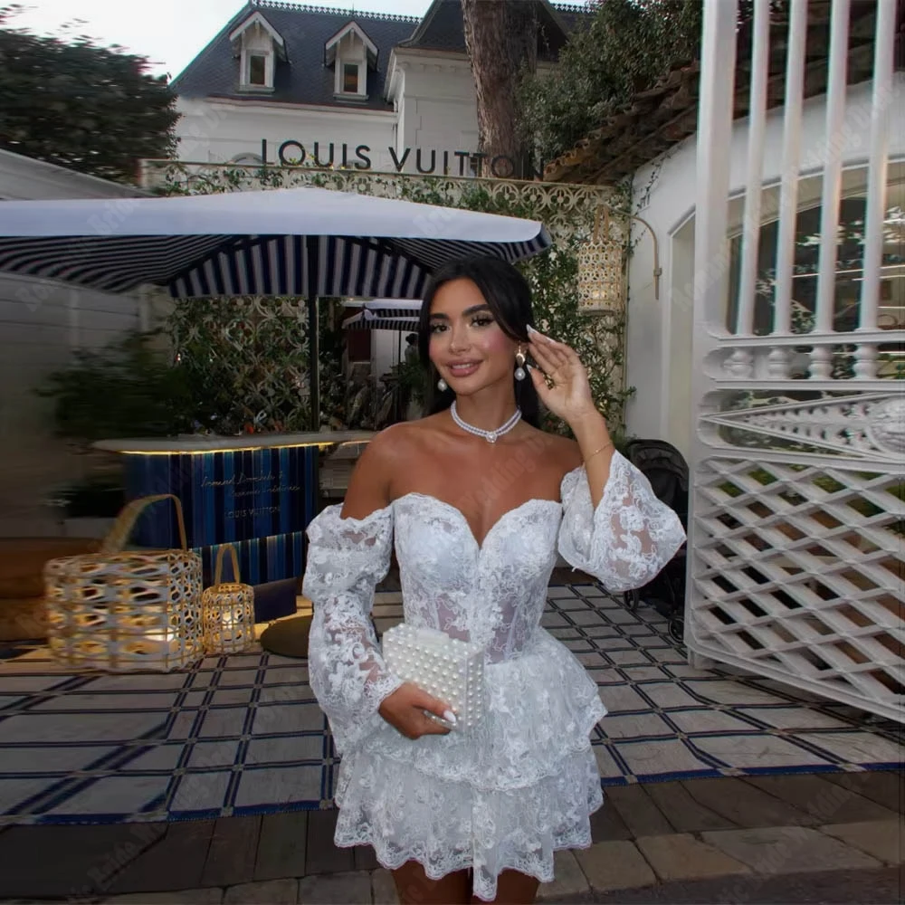 

Off The Shoulder Women Wedding Dresses Elegant Print Long Sleeves Bridal Gowns Cocktail Party Vestidos De Novias 2026 Customized