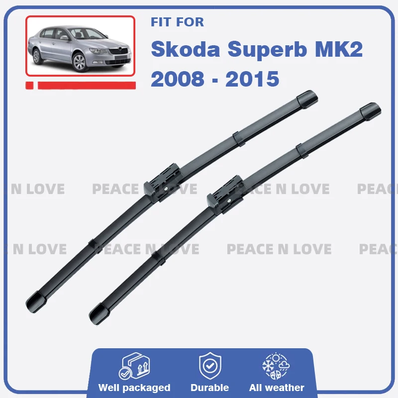 

Front Wiper Blades For Skoda Superb 2 B6 3T 2008 - 2015 2010 2012 Sedan Combi Windshield Windscreen Brushes Window Accessories